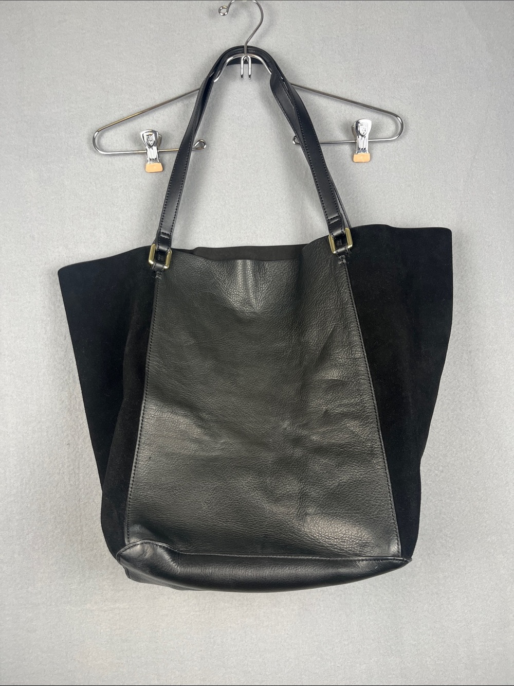 Margot Classic Black Leather & Suede Tote Bag - Sleek Everyday Carry